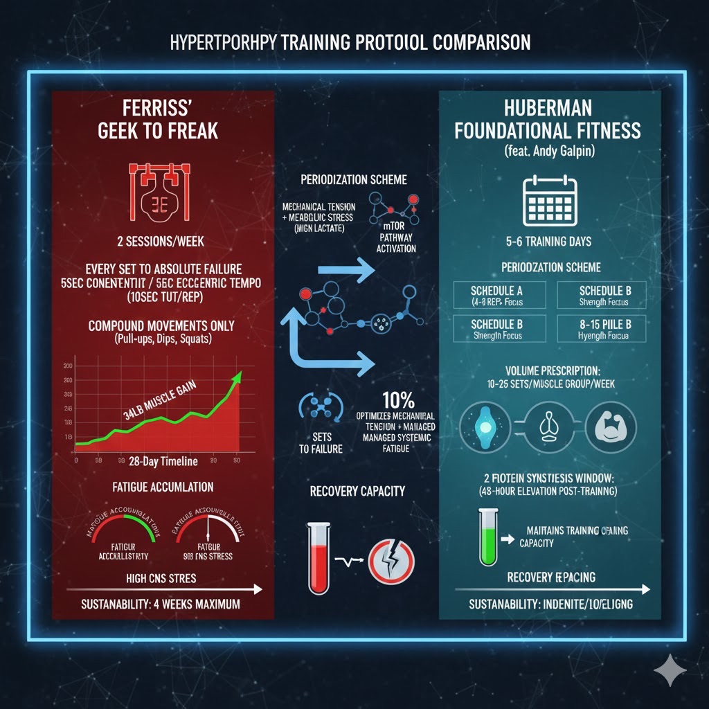 Ferriss vs Huberman muscle-building protocols