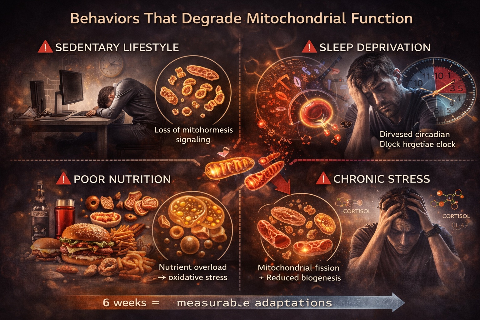 The four primary behavioral drivers of mitochondrial dysfunction