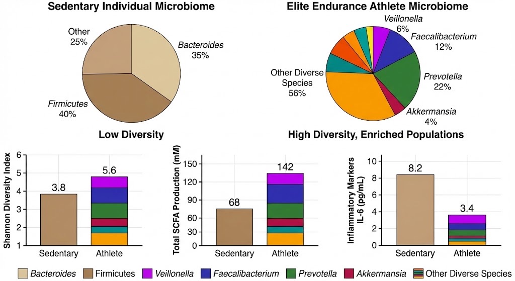 Elite endurance athletes' gut microbiome diversity