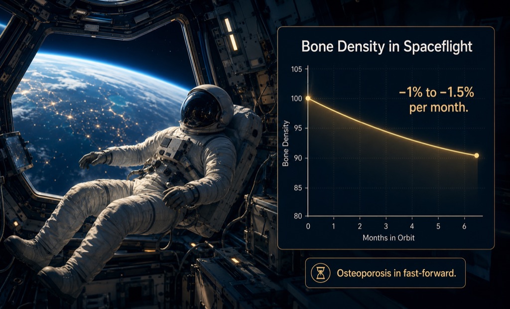 Astronauts lose bone up to 1.5% a month